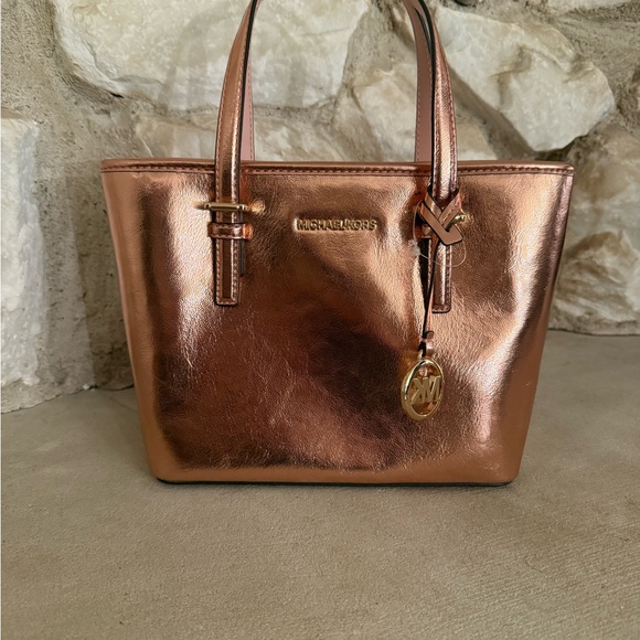 Michael Kors Metallic Pink Tote Bag - Picture 1 of 7